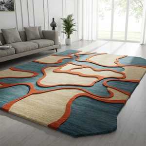 พรมขนสัตว์แบบถักมือนุ่มหลากสีสำหรับห้องนอนห้องเด็ก - Product Image 1