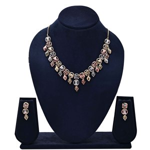 Venta al por mayor de collares de 3 tonos de oro, joyería de moda, conjunto de joyería de Turquía indo-occidental, joyería de latón dorado de color Tir. - Product Image 1