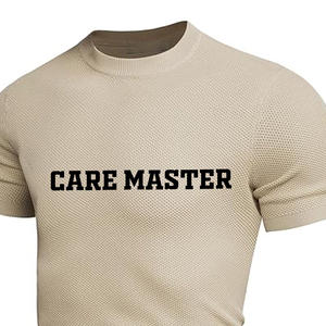 เสื้อยืดถักสำหรับผู้ชายมาใหม่เสื้อยืดธรรมดาแขนสั้นแบบลำลองถักคอกลมเสื้อมีโครง - Product Image 5