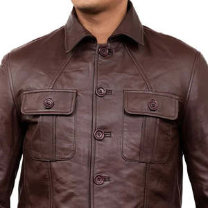 Nouvelle mode de vêtements décontractés nouvelle arrivée respirante hommes vestes en cuir poches veste durable prix de gros veste en cuir pour hommes - Product Image 5