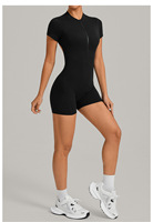 Combinaison de yoga semi-zippée pour femme, effet push-up, tenue de sport dos nu, idéale pour la course en extérieur et l'entraînement