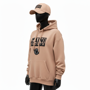 Sweat à capuche pour femme en tissu polaire mélangé de coton de haute qualité, chaud, ton neutre, logo personnalisé en relief, basique décontracté pour femme - Product Image 4