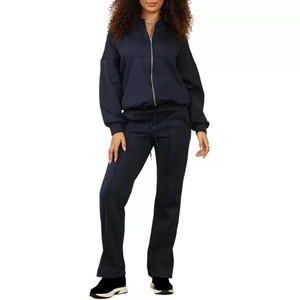 Nuevo chándal de lana para mujer Chaqueta de bombardero de lana con cremallera para mujer 2 Joggers de bolsillo - Product Image 4