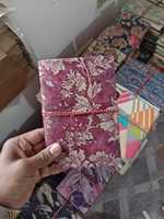 Journaux recouverts de tissu de coton imprimé sur mesure de taille 4*6 pouces fabriqués avec des papiers faits à la main en coton de couleur bleue