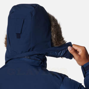 Venta al por mayor logotipo personalizado hombres Parkas chaqueta invierno poliéster lona Parkas con cuello con capucha para uso al aire libre - Product Image 4