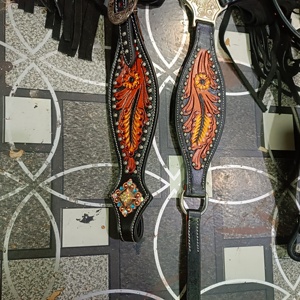 Bridon de tête western pour cheval avec décor floral, outillage artisanal, exportateurs indiens à prix de gros, prêt à être expédié, bridon de rodéo - Product Image 2