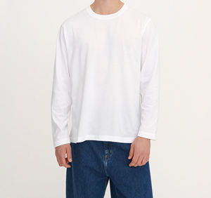 100% algodón de alta calidad sudadera de manga larga para hombres cómodo cuello redondo Top personalizado Hip Hop estilo sólido camisa de manga larga - Product Image 6