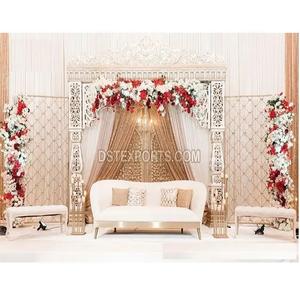 การตกแต่งเวทีงานแต่งงานที่ทันสมัยเวทีแกะสลักทองหรูหราธีมบอลลีวูดพรรคตะวันตกเหตุการณ์การตั้งค่า - Product Image 1