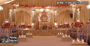 Mandap de mariage indien moderne et élégant avec cadre en fibre de verre à trois poteaux, design léger - Product Image 4