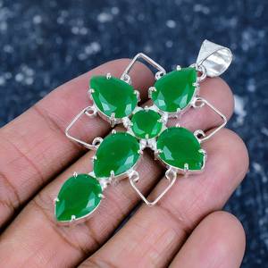 Nueva llegada Natural verde ónix pera facetado corte sólido 925 plata esterlina plateado diseñador colgante para mujer joyería al por mayor - Product Image 1