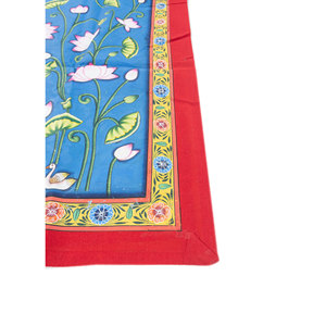 Pichwai Art Blue Cotton Cloth for Home <b>Wall</b> <b>Decor</b> Bohemian Christmas Style Tapestry with Handmade Rope Hanging Outdoor Usage - Product Image 4