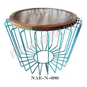 เฟอร์นิเจอร์ห้องนั่งเล่นสไตล์วินเทจอุตสาหกรรมแบบเหล็กโบราณ & โต๊ะกาแฟไม้มะม่วงแข็งสำหรับบ้านและวิลล่าใช้งานกลางแจ้ง - Product Image 4