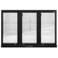 Réfrigérateur de bar commercial - 1350 mm - 320 L - avec 3 portes vitrées à charnières - Noir