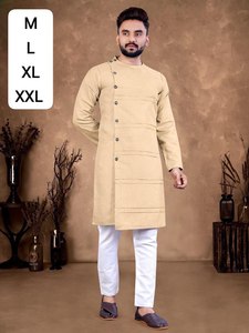 2025 traje tradicional de Kurta indio para hombres clásico Vintage dibujado a mano para uso diario fiestas bodas Ropa Étnica India - Product Image 5
