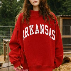 Women's Oversized Mockneck Long Sleeve Winter Autumn Casual Sweatshirt-Front Logo Loose Fit Comfortable Everyday <b>Top</b> - Product Image 3