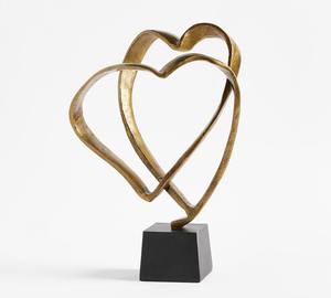 Sculpture en métal doré coeur de luxe au design artistique élégant, parfaite pour la décoration romantique de la table de la maison et du bureau - Product Image 1