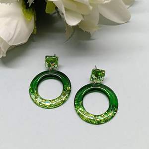 Elegant Handmade Colorful Resin <b>Earrings</b> for Trendy Bohemian Style with Artistic Layered Texture Eco-Friendly Mother's Day Gift - Product Image 1