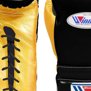 ถุงมือชกมวยแบบผูกเชือก Winning สีดำทอง หนังแท้ ถุงมือชกมวยระดับเอลีท สำหรับการฝึกซ้อมและการต่อสู้ ขนาด 8oz 10oz 12oz 14oz 16oz - Product Image 5