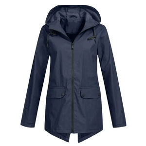 Veste coupe-vent d'hiver pour femmes à capuche zippée coquille extérieure douce résistant à la pluie manteau de randonnée motif solide teint uni - Product Image 5