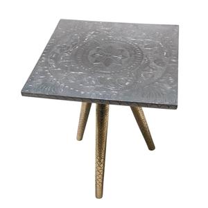 Round <b>Table</b> With Embossing Nickel And bottom Three <b>Legs</b> Gold Finished Aluminium Round <b>Coffee</b> Or Side <b>Table</b> <b>For</b> Home Furniture - Product Image 6