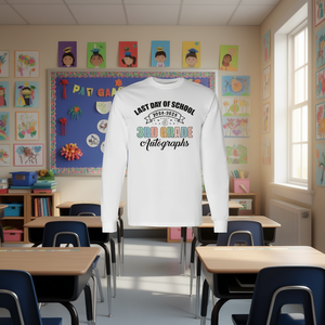 T-shirt à manches longues pour la fête de fin d'année de la 3ème année 2025 – Produit promotionnel pour la fête de remise des diplômes avec empreintes de la dernière journée d'école - Product Image 3