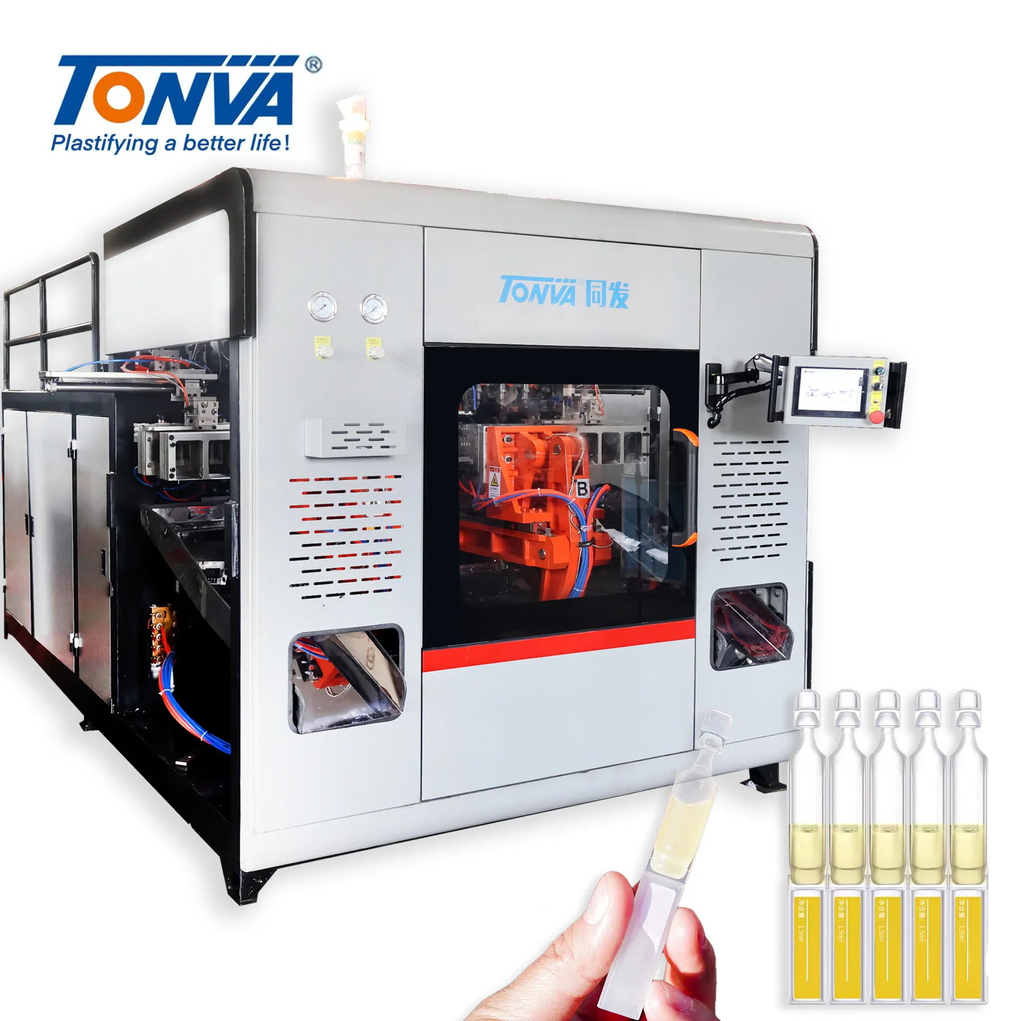 TONVA 3 boşluklar küçük plastik LDPE kozmetik yapışık şişe şişirme makinesi