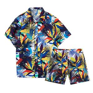 Costume d'été pour hommes ensemble de short deux pièces personnalisé usine vente en gros chemises et shorts à manches courtes imprimés par sublimation grande taille - Product Image 1