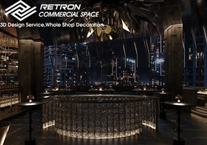 เฟอร์นิเจอร์ตกแต่งภายในสไตล์ค็อกเทลบาร์เลานจ์เคาน์เตอร์บาร์และตู้โชว์พร้อมไฟ LED - Product Image 3