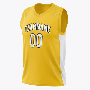 Personalized Basketball Jerseys Yellow & <b>White</b> <b>Panels</b> Custom Team Uniforms with Name & Number OEM Custom Print Team Sportswear - Product Image 4