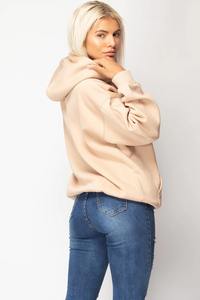 Sweat à capuche long oversize pour femme, tissu en velours doux, pull décontracté ample, logo sur le devant, mode d'hiver, 100% coton - Product Image 4