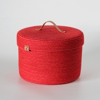 Panier de rangement rond en corde 100% coton tissé pliable de couleur personnalisée avec couvercle pour couverture et oreillers