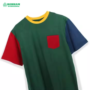 Camiseta de algodón/bambú para hombre, superventas, con bloques de color, corte holgado, cuello redondo, 260 g, peso pesado, ecológica, antipilling, de secado rápido - Product Image 4