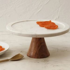 การออกแบบที่ทันสมัยหินอ่อนและไม้ยืนเค้กสำหรับการใช้งานงานแต่งงานบ้านโรงแรมร้านอาหารพรรคส่งออกที่มีคุณภาพสูงขายตรงโรงงาน - Product Image 2