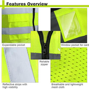 Gilet de sécurité réfléchissant haute visibilité personnalisé, vente chaude, respirant, en microfibre, plusieurs tailles, OEM, vêtements de travail, construction - Product Image 3