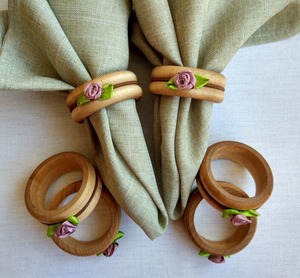 ชุดแหวนผ้าเช็ดปาก12ชิ้นที่ใส่ลูกปัดไม้ไผ่มีพู่ห้อยเป็นมิตรกับสิ่งแวดล้อมอุปกรณ์ตกแต่งงานแต่งงานงานปาร์ตี้รับประทานอาหาร - Product Image 6