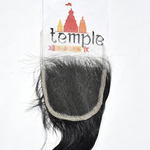 Extensions de cheveux humains vierges vietnamiennes non traitées 4*4 HD Closure Temple pour femmes, couleur noire naturelle, sans traitement, style ondulé - Product Image 1
