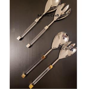 Juego de servidor de ensalada de acero inoxidable de estilo americano, mango de resina, juegos de cubiertos 18/8 SS, herramientas para ensalada, vajilla, herramientas para servir - Product Image 2