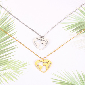 Mode <span class=keywords><strong>carte</strong></span> <span class=keywords><strong>du</strong></span> <span class=keywords><strong>monde</strong></span> bijoux colliers en acier inoxydable coeur pendentif collier non ternir argent 18k or coeur <span class=keywords><strong>carte</strong></span> <span class=keywords><strong>du</strong></span> <span class=keywords><strong>monde</strong></span> collier - Product Image 4