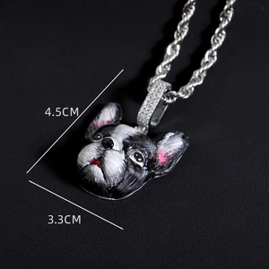 Iced Out French Bulldog Pendant for Men Silver Tone Moissanite Hip Hop Dog Face <b>Jewellery</b> - Product Image 5