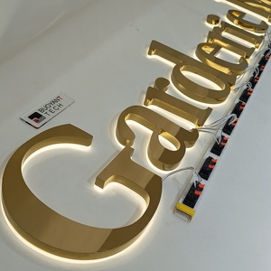 Laser Cut Metal Backlit Letters Signage Gold Logo 3d Led <b>Sign</b> Board Custom Led <b>Light</b> <b>Sign</b> for Business - Product Image 1