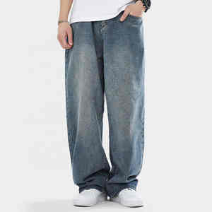 กางเกงยีนส์เดนิมผู้ชายส่งเร็ว รุ่นใหม่ล่าสุด กางเกงยีนส์ทรงหลวม สวมใส่สบาย กางเกงยีนส์ทรงตรง - Product Image 4