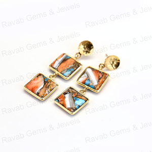 ต่างหูชั้นดีสำหรับผู้หญิงสินค้ามาใหม่ต่างหู925แข็งเงินสเตอลิงออยส์หนามธรรมชาติขนาด10มม. สี่เหลี่ยมจัตุรัสสีทอง18K โรเดียมห้อย - Product Image 2