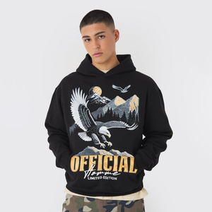 Sudaderas con capucha personalizadas de alta calidad con estampado digital para hombre, sudaderas 450 Gsm de algodón de peso pesado, sudaderas con capucha con hombros caídos - Product Image 1