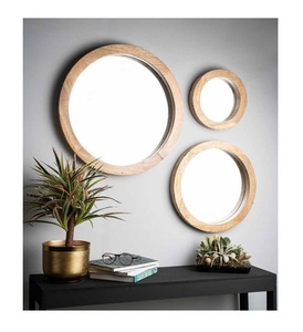 Miroir mural vintage moderne en bois de manguier fait main miroir mural en verre fantaisie décoratif pour la maison avec cadre en bois miroir mural fabricant direct - Product Image 6