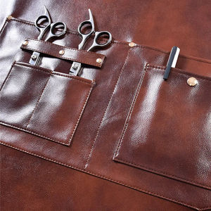 Tablier en cuir durable, réutilisable et écologique, logo personnalisé, multi-poches, sans manches, tablier de barbier tendance pour les coiffeurs - Product Image 5