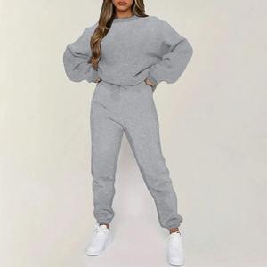 Conjunto de 2 piezas elegante personalizable sudaderas con capucha transpirables de gran tamaño para mujer hombro caído con plumas malla encaje 100% algodón - Product Image 2