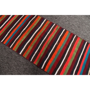 พรมขนาด 2.6x7.3 ฟุต, พรมวินเทจตุรกี, พรมลายทางสีน้ำตาลรุ้ง - Product Image 4