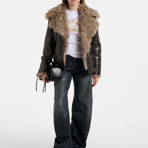 Women Trendy <b>Leather</b> Bomber Jacket <b>with</b> <b>Fur</b> Lining | Winter Thick <b>Fur</b> <b>Leather</b> <b>Coat</b> | Wholesale Fashion Jackets Wholesale ODM - Product Image 4