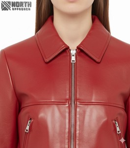 Veste d'hiver en cuir véritable pour femmes tissu de toile respirante Service OEM personnalisable en gros - Product Image 4