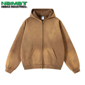 Nueva llegada personalizado desgastado Tie Dye sudaderas con capucha de gran tamaño French Terry Zip Up Acid Wash Sun Faded Hoodie - Product Image 4